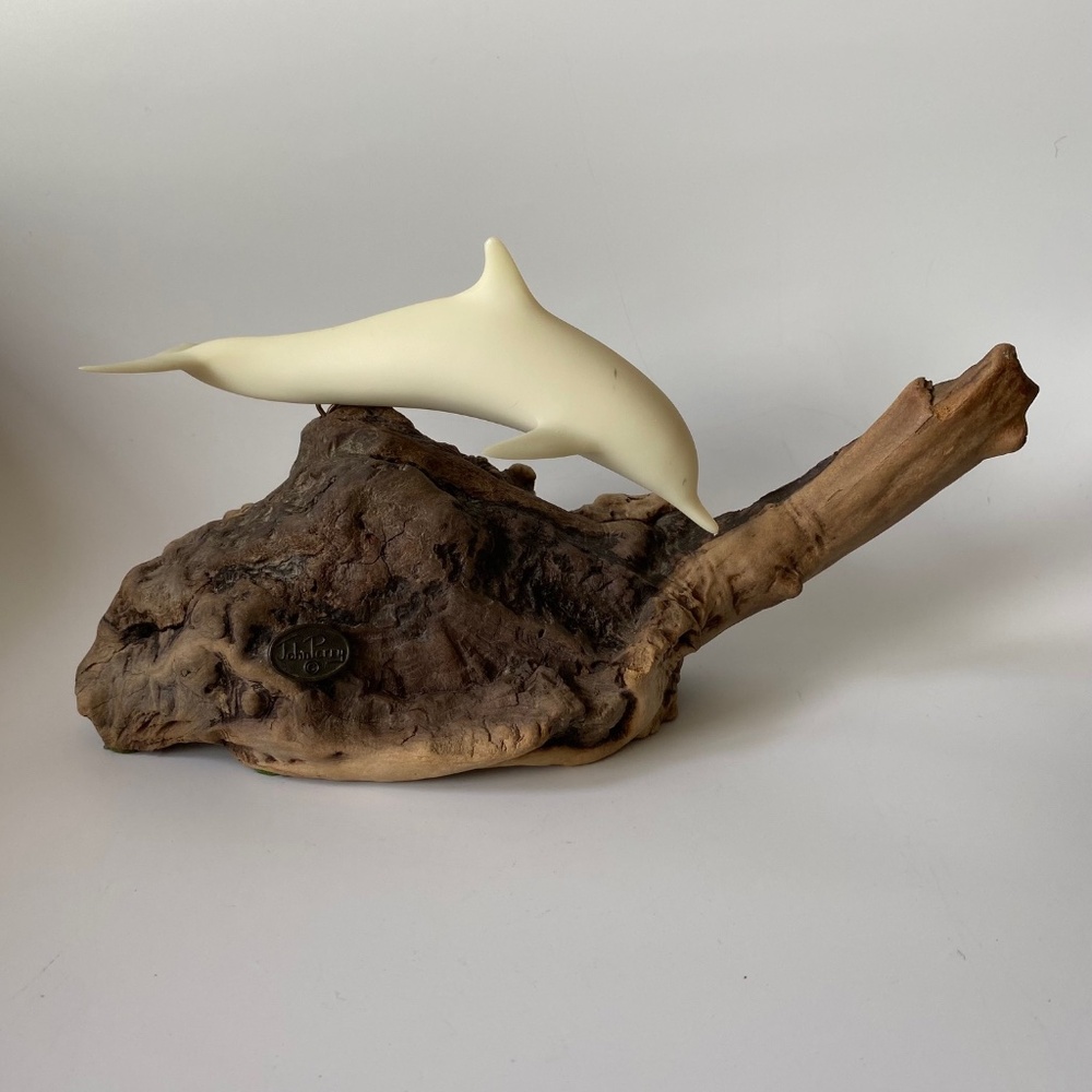 John Perry Large Dolphin Sculpture Signed Vintage Collectible